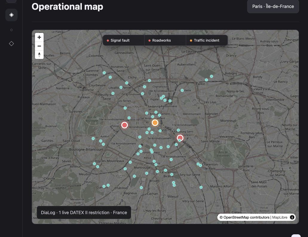 Mobility Plus map with a live road restriction detail