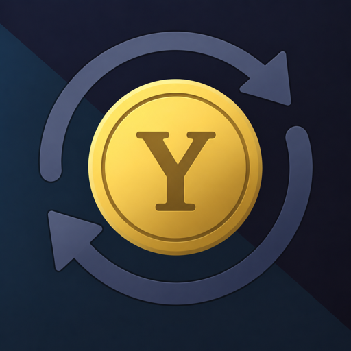 Ypsilon app icon: a gold Y coin with circular arrows